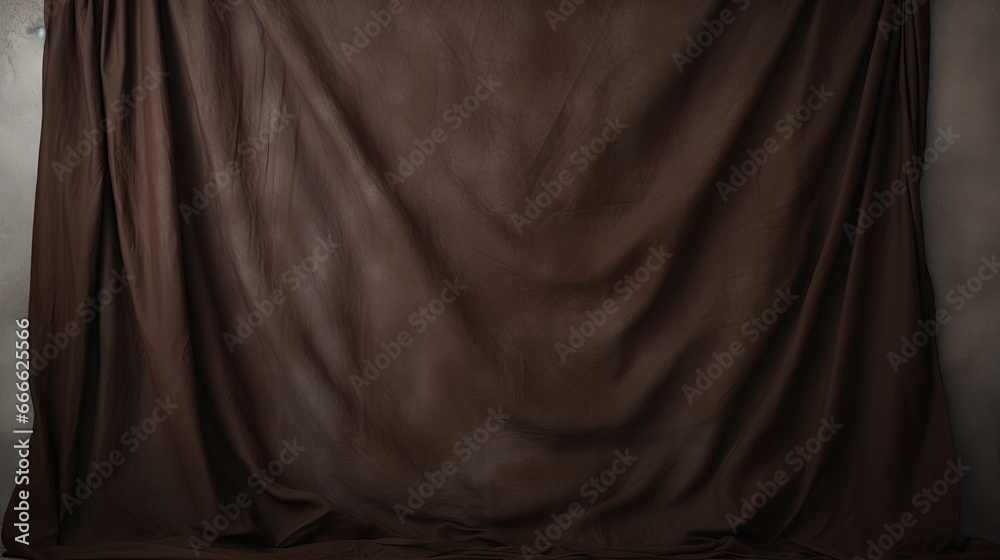 Dark brown painted canvas or muslin cloth backdrop suitable for portraits products and concepts with a design that is darker towards the edges - obrazy, fototapety, plakaty 