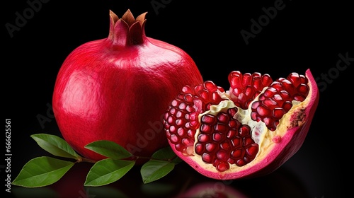 Cut pomegranate isolated on...