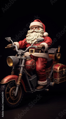 9:16 Photography Big muscular Santa Claus is Riding a chopper to deliver gifts on Christmas Day.generative ai