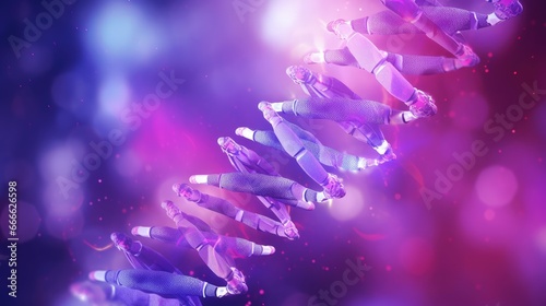 Glowing DNA on a purple bac...