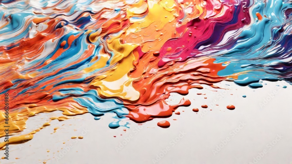 The splash of colorful color on solid white background