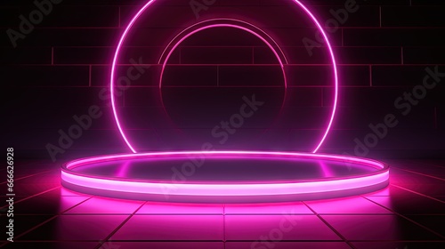 Dark room with neon lamps p...