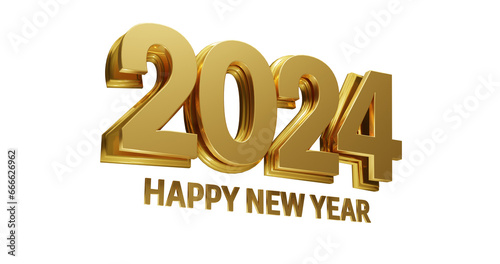 PSD golden happy new year 2024 3d banner design concept