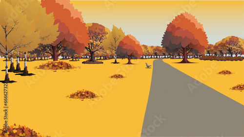 illustration of a park in autumn