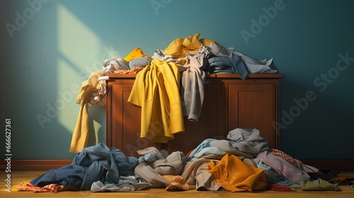 Dirty laundry stack in laun...