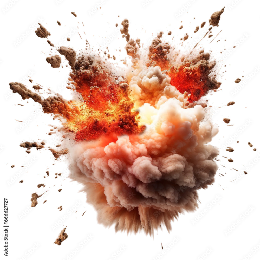 Explosion with sparks isolated on transparent background, Generative ai. Explosion with sparks isolated on transparent background, Generative ai.