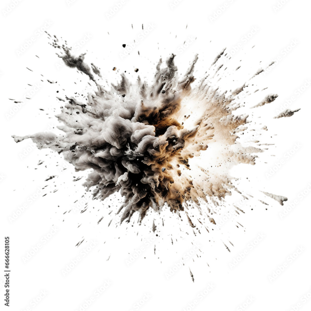 Explosion with sparks isolated on transparent background, Generative ai. Explosion with sparks isolated on transparent background, Generative ai.