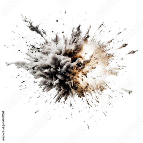 Explosion with sparks isolated on transparent background, Generative ai.