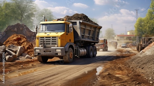 Construction vehicles unloa...