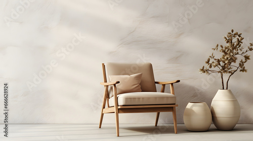 Minimalist Elegance: Beige Armchair in Modern Living Room