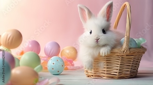 Cute white baby rabbit stud...