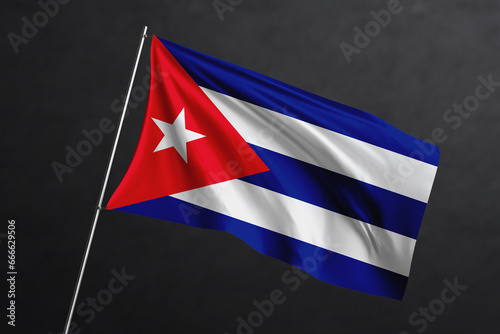 3D Waving flag design. Cuba National flag on black background.