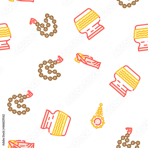 hinduism hindu god om vector seamless pattern thin line illustration
