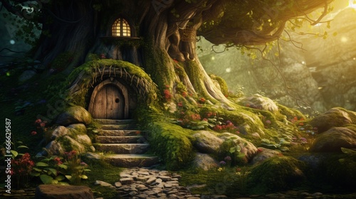 Fantasy forest with fairy t...