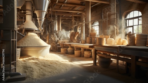 Fotografie, Obraz Contemporary factory converts wheat into flour