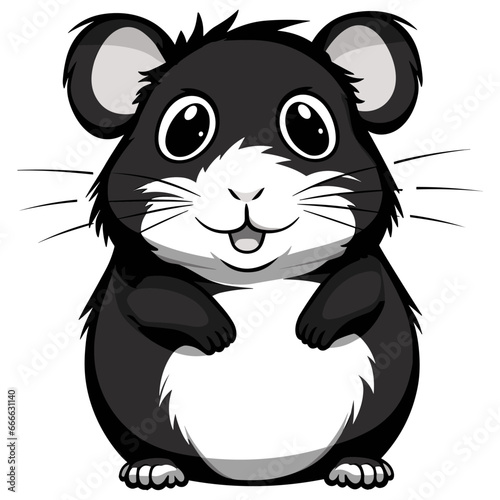 Cute Hamster cartoon raccoon in logo, icon style black outlines vector Ai Generated