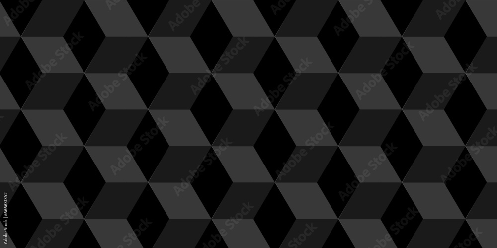 Abstract black and gray triangle cube grid square background. Hexagon shape geometric digital tile dark black technology art cube used for wallpaper texture. Abstract black and gray triangle cube grid square background. Hexagon shape geometric digital tile dark black technology art cube used for wallpaper texture.