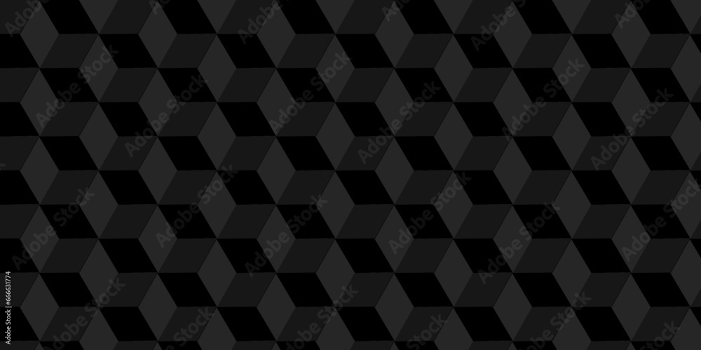 Abstract black and gray triangle cube grid square background. Hexagon shape geometric digital tile dark black technology art cube used for wallpaper texture. Abstract black and gray triangle cube grid square background. Hexagon shape geometric digital tile dark black technology art cube used for wallpaper texture.