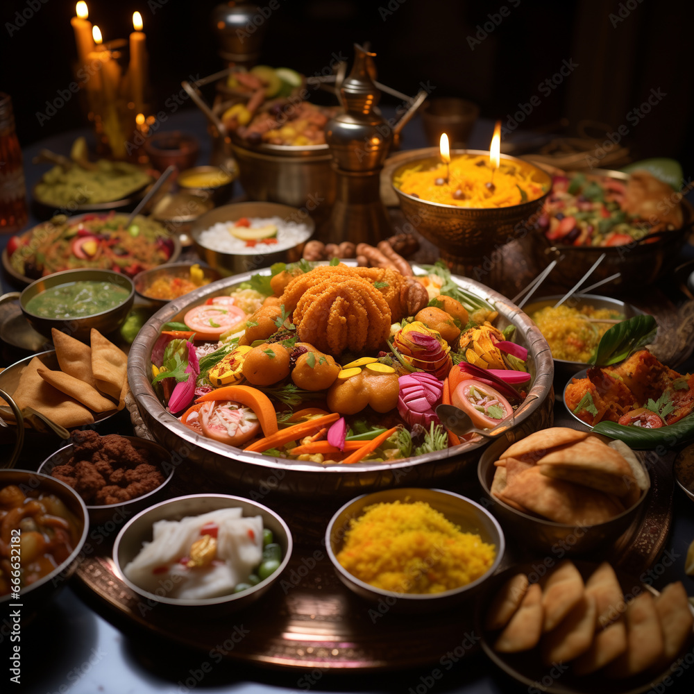 Diwali Platter with Sweetmeats, Diwali Feast