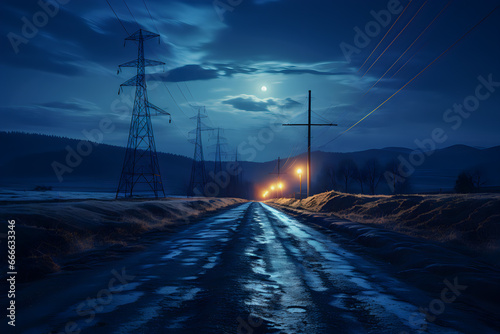 street at night with light pylons