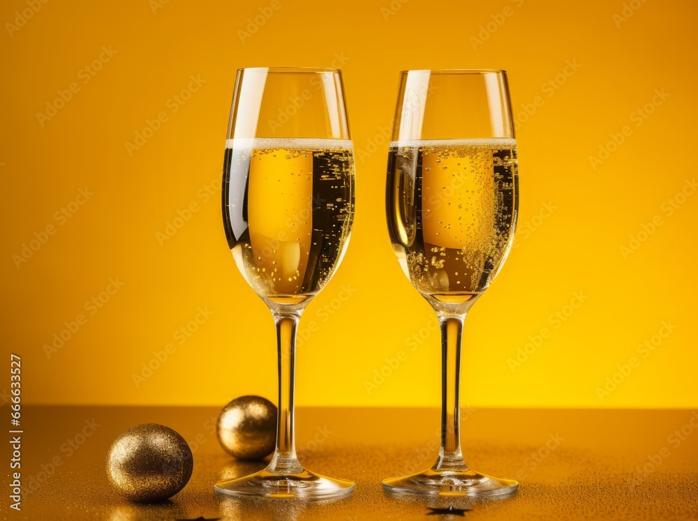 Two glasses of sparkling drink. Against a blurry background Two glasses of sparkling drink. Against a blurry background