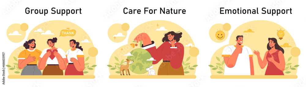 Positive psychology set. Positive thinking and attitude. Optimistic mindset Positive psychology set. Positive thinking and attitude. Optimistic mindset