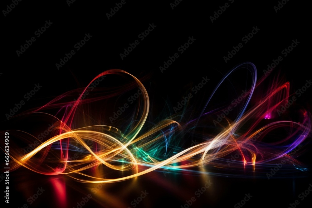 Colorful light streaks on dark background. Generative AI Colorful light streaks on dark background. Generative AI