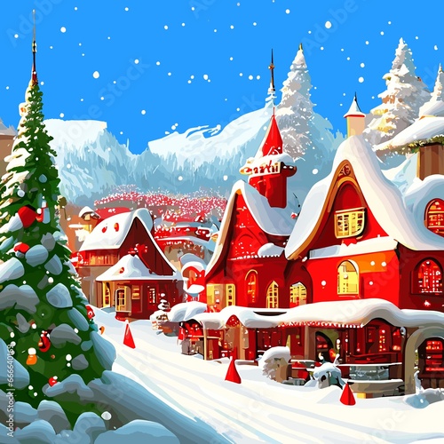 Enchanting Snow-Covered Christmas Village: A Winter Fairytale