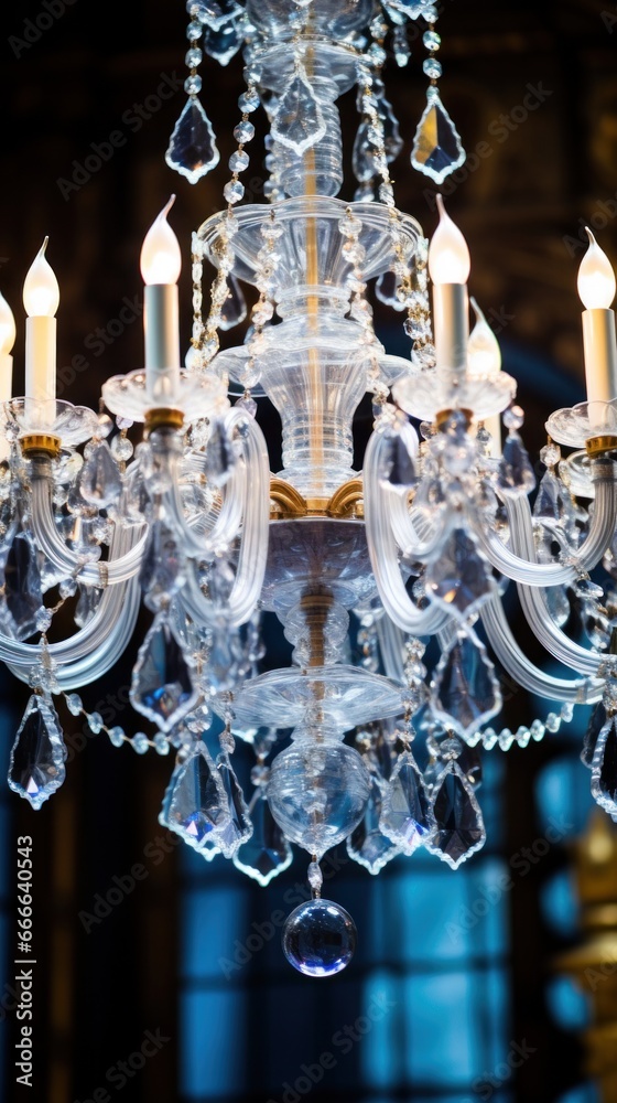 Large crystal chandelier for the entire frame