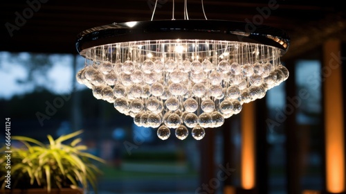 The intricate details of the crystal chandelier
