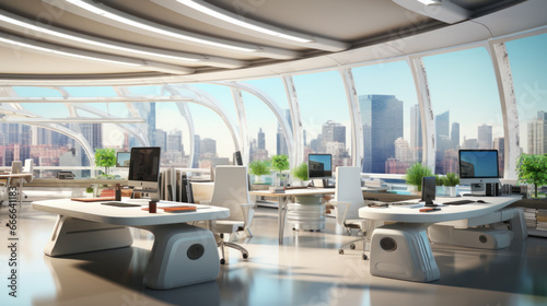 high-tech immersive ar office interior © PaulShlykov