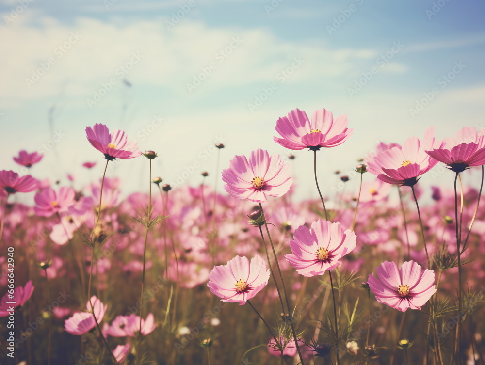 Vivid Beauty: Close-up Photography of African Daisy in a Sea of Blue Sky and White Clouds Vivid Beauty: Close-up Photography of African Daisy in a Sea of Blue Sky and White Clouds