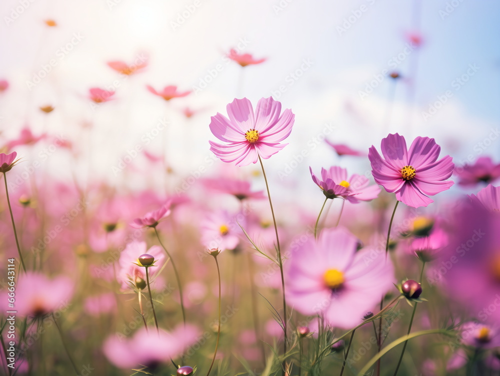 Vivid Beauty: Close-up Photography of African Daisy in a Sea of Blue Sky and White Clouds Vivid Beauty: Close-up Photography of African Daisy in a Sea of Blue Sky and White Clouds
