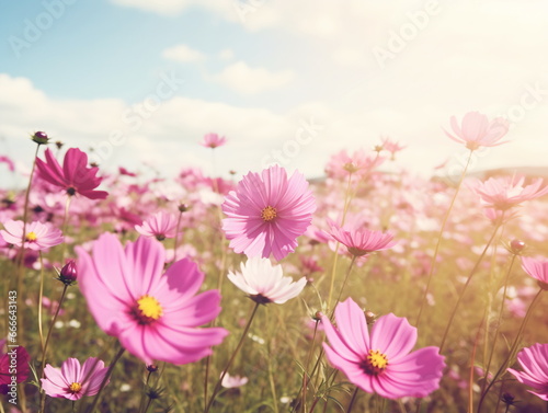 Vivid Beauty  Close-up Photography of African Daisy in a Sea of Blue Sky and White Clouds