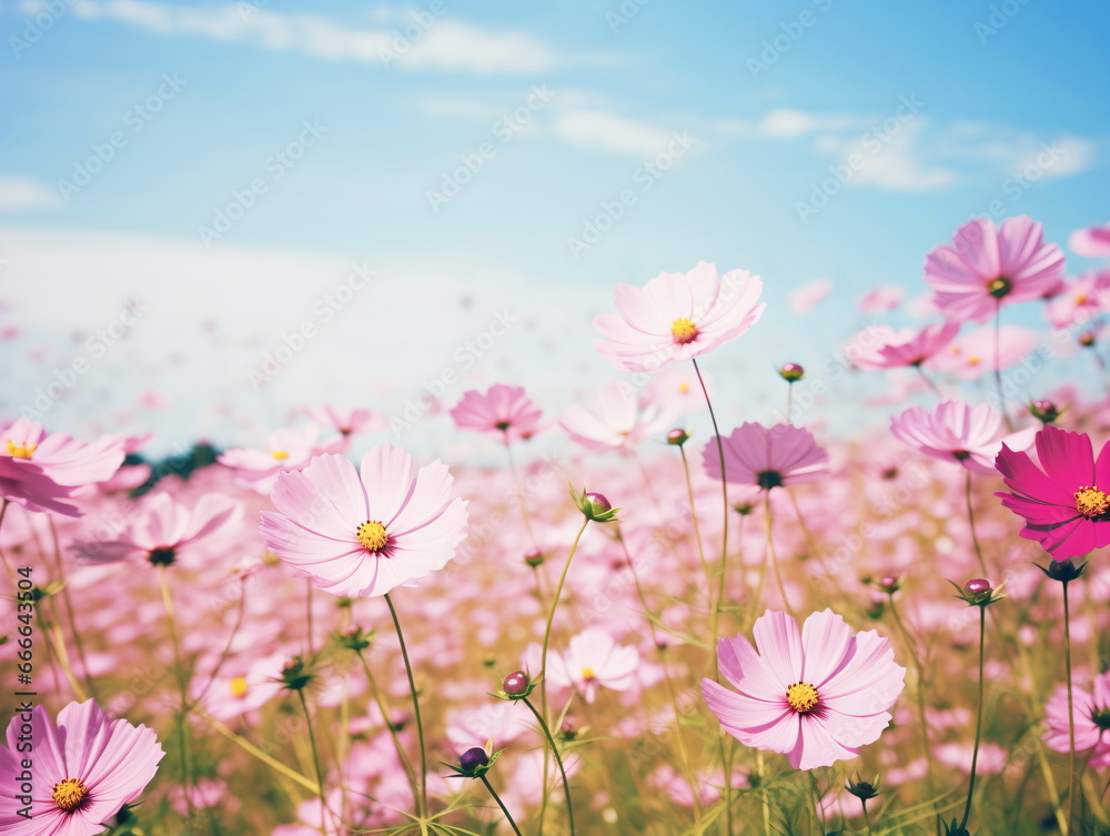 Vivid Beauty: Close-up Photography of African Daisy in a Sea of Blue Sky and White Clouds Vivid Beauty: Close-up Photography of African Daisy in a Sea of Blue Sky and White Clouds