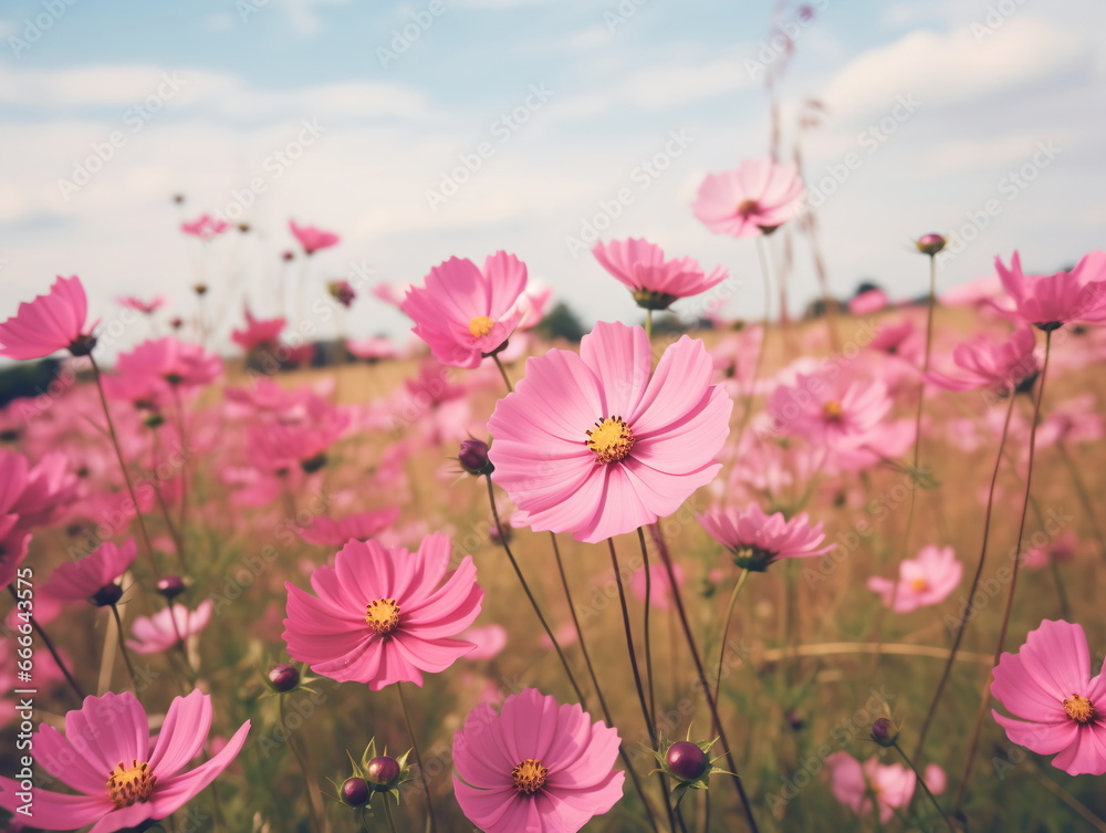 Vivid Beauty: Close-up Photography of African Daisy in a Sea of Blue Sky and White Clouds