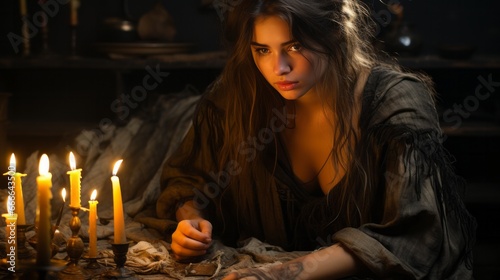 A woman lies in a sea of wax, her candle flickering against the darkness, her inner fire burning bright