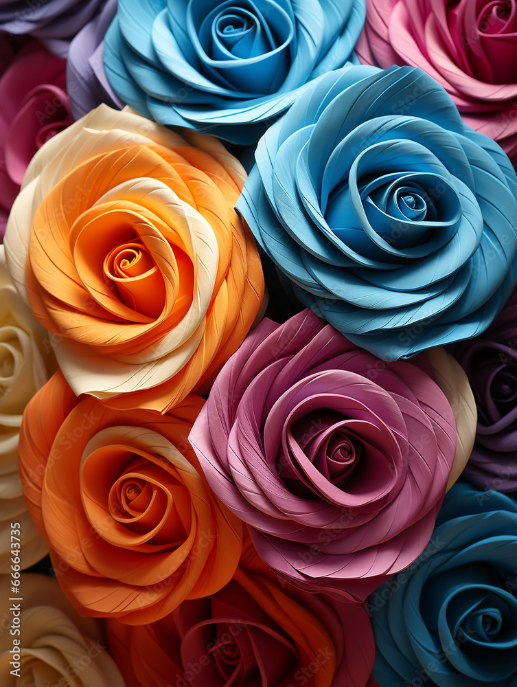 Schöne bunte Blumen in abstrakter futuristischer Kunst als Hintergrund für Webdesign und Drucksachen als Vorlage, ai generativ Schöne bunte Blumen in abstrakter futuristischer Kunst als Hintergrund für Webdesign und Drucksachen als Vorlage, ai generativ