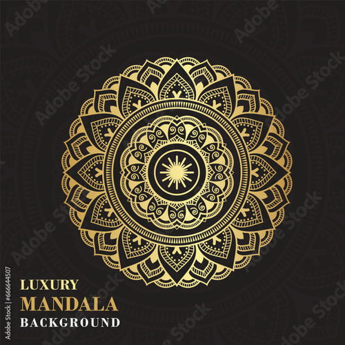 Luxury ornamental mandala background in golden color