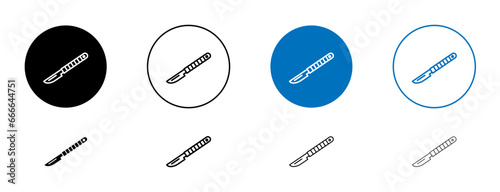 Scalpel vector icon set. surgeon surgical surgery knife vector symbol. operation lancet sharp scalpel sign for mobile apps and website UI designs photo