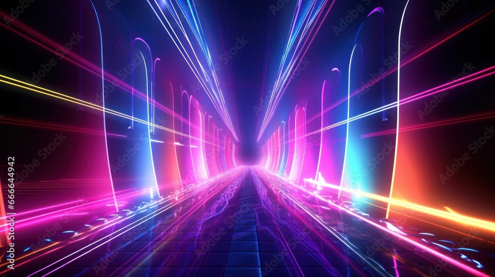 Background with colorful glowing light and speed trials.