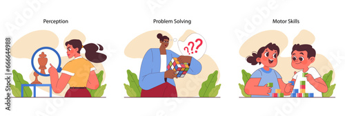 Cognitive skills set. Human cognitive function, ability or capacity to process