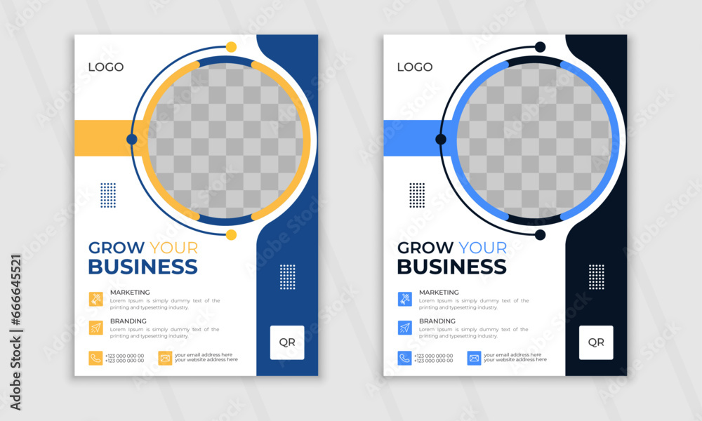 Modern digital vector business flyer template, different colors a4 flyer template, modern business flyer template, 
abstract business flyer and creative design, IT company flyer and editable vector 