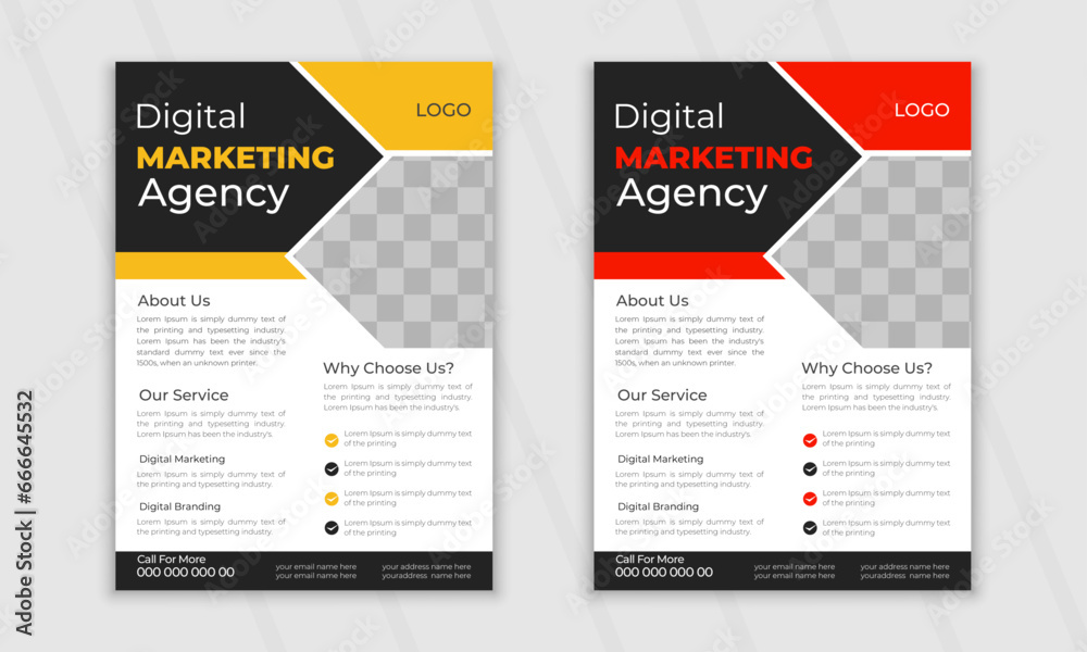 Creative digital vector marketing agency flyer design template, cover modern layout, annual report, poster, 
flyer in A4 with colorful business proposal, promotion, advertise, publication, cover page.