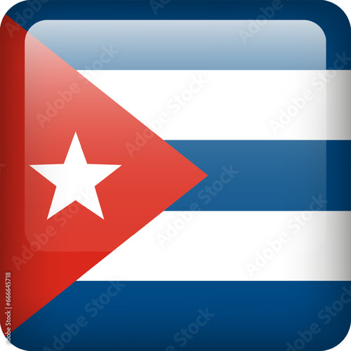 Photography 3d vector Cuba flag glossy button