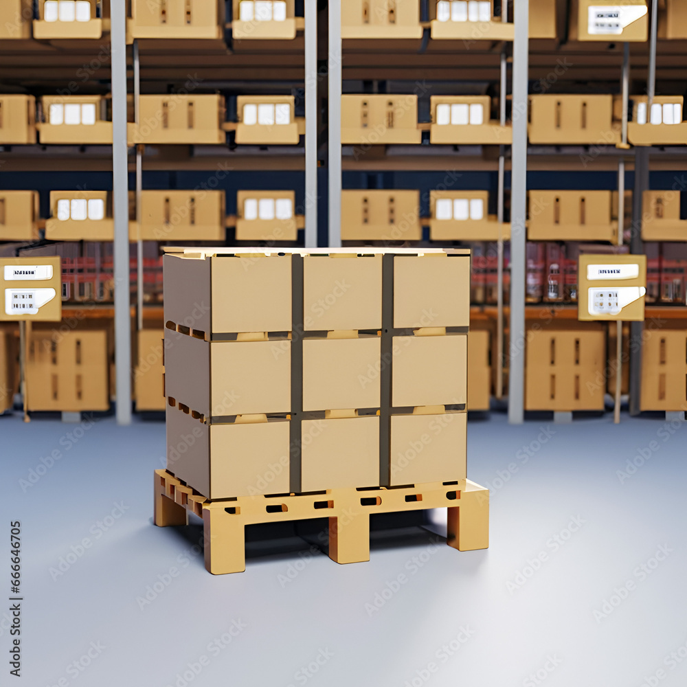 Huge Distribution Warehouse with high shelves. Logistics Depot. Ai generative Huge Distribution Warehouse with high shelves. Logistics Depot. Ai generative