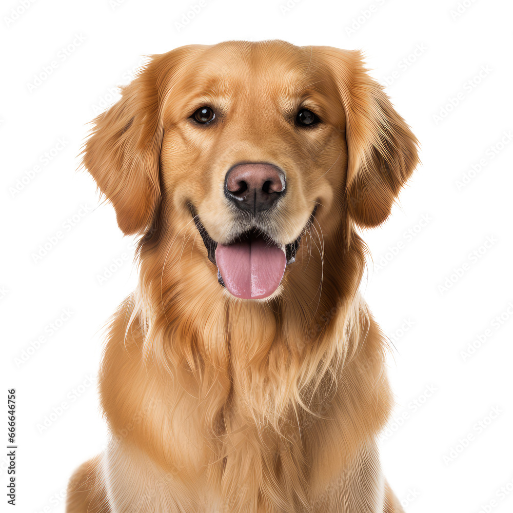 golden retriever dog looking isolated on white