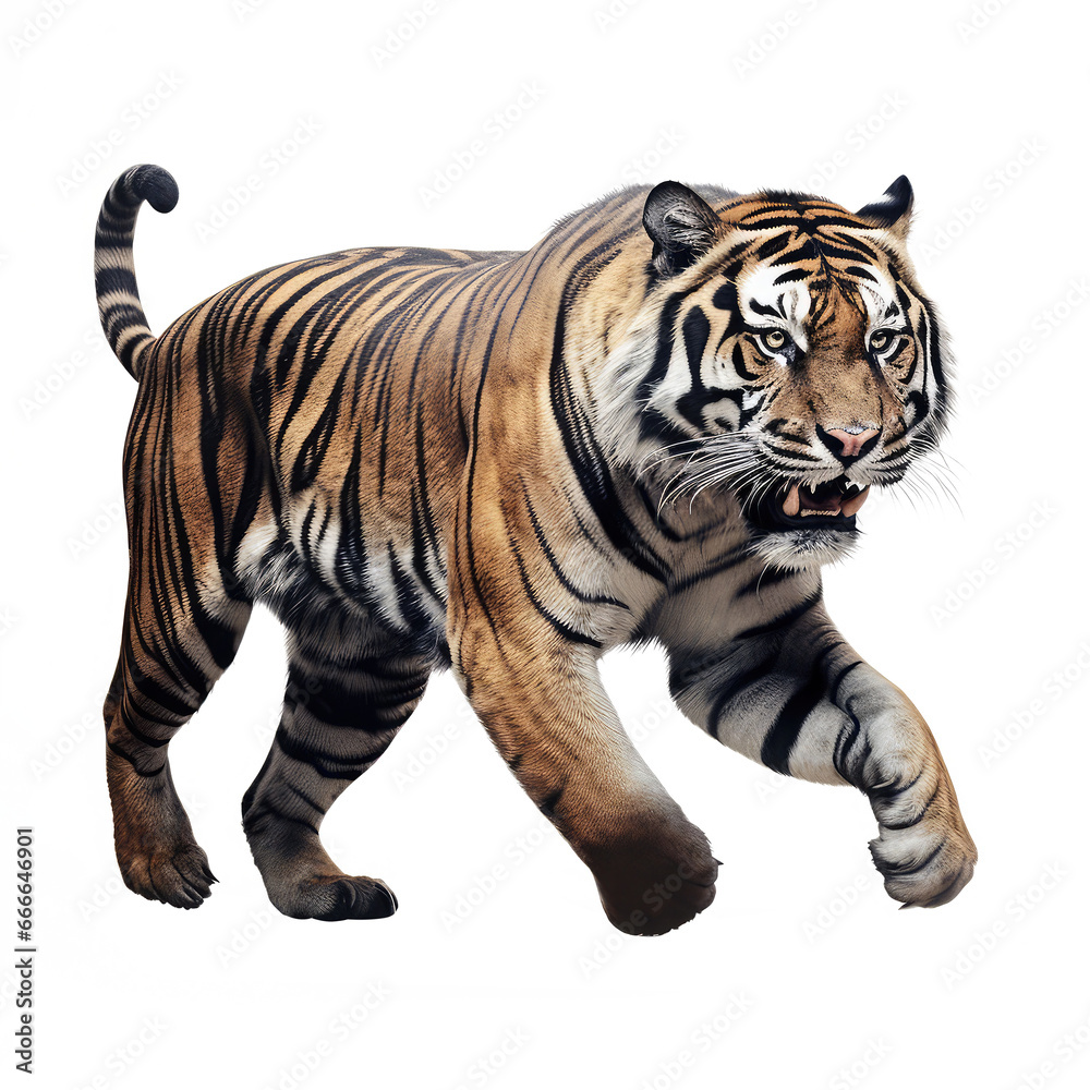 tiger walking isolated on white tiger walking isolated on white