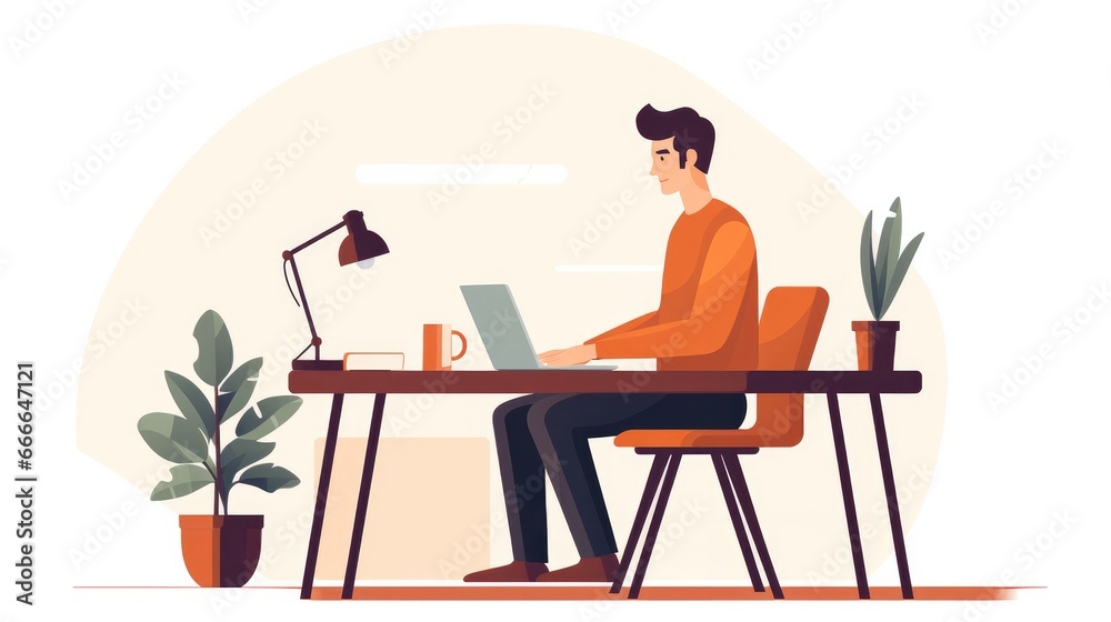 Man sitting at desk and working on laptop Man sitting at desk and working on laptop