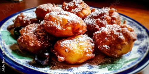 Fried fritters. Spanish typical food. Generative AI. © Agustin
